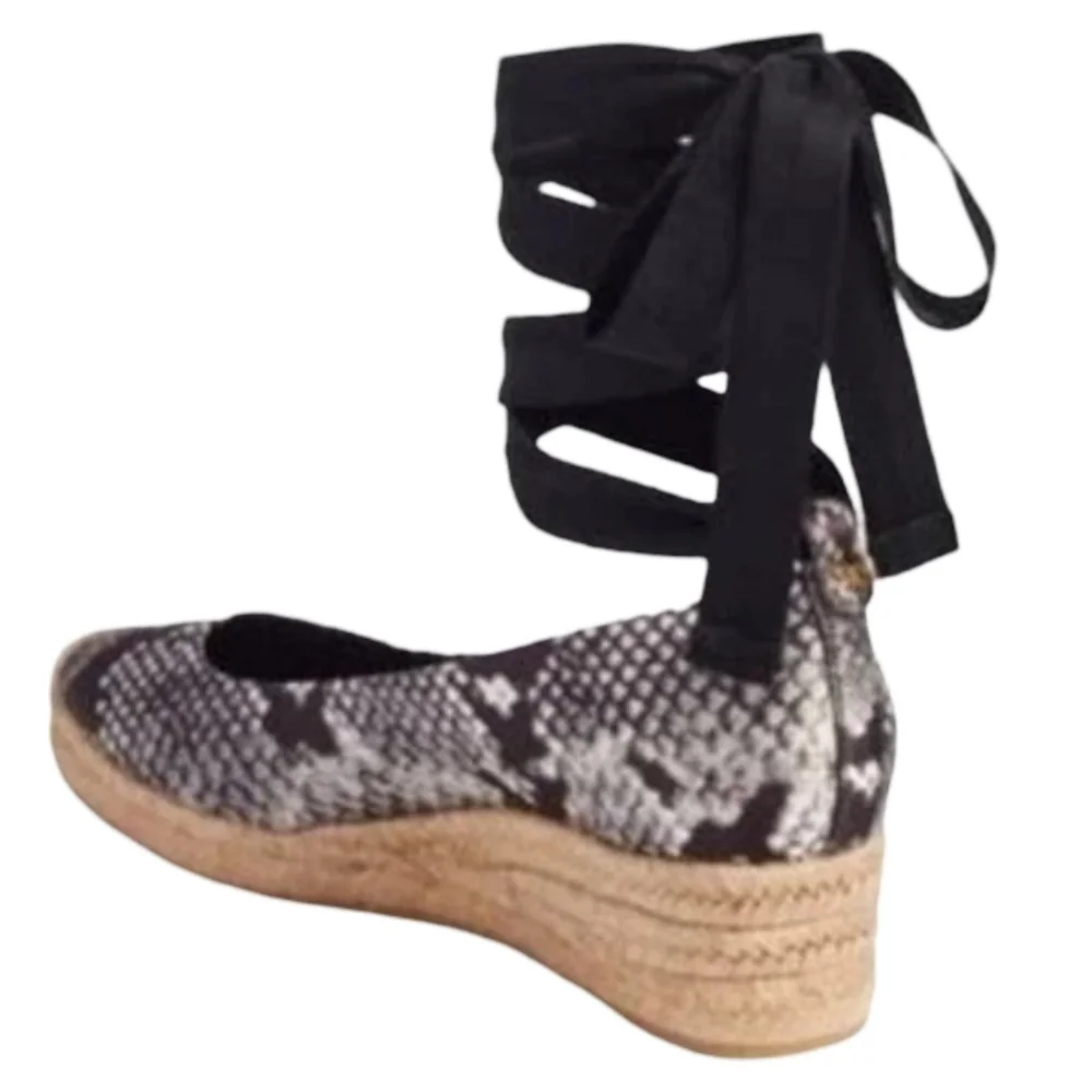 Tory Burch Heather Ankle Wrap Satin Espadrille Wedge sandals Size 8 NEW